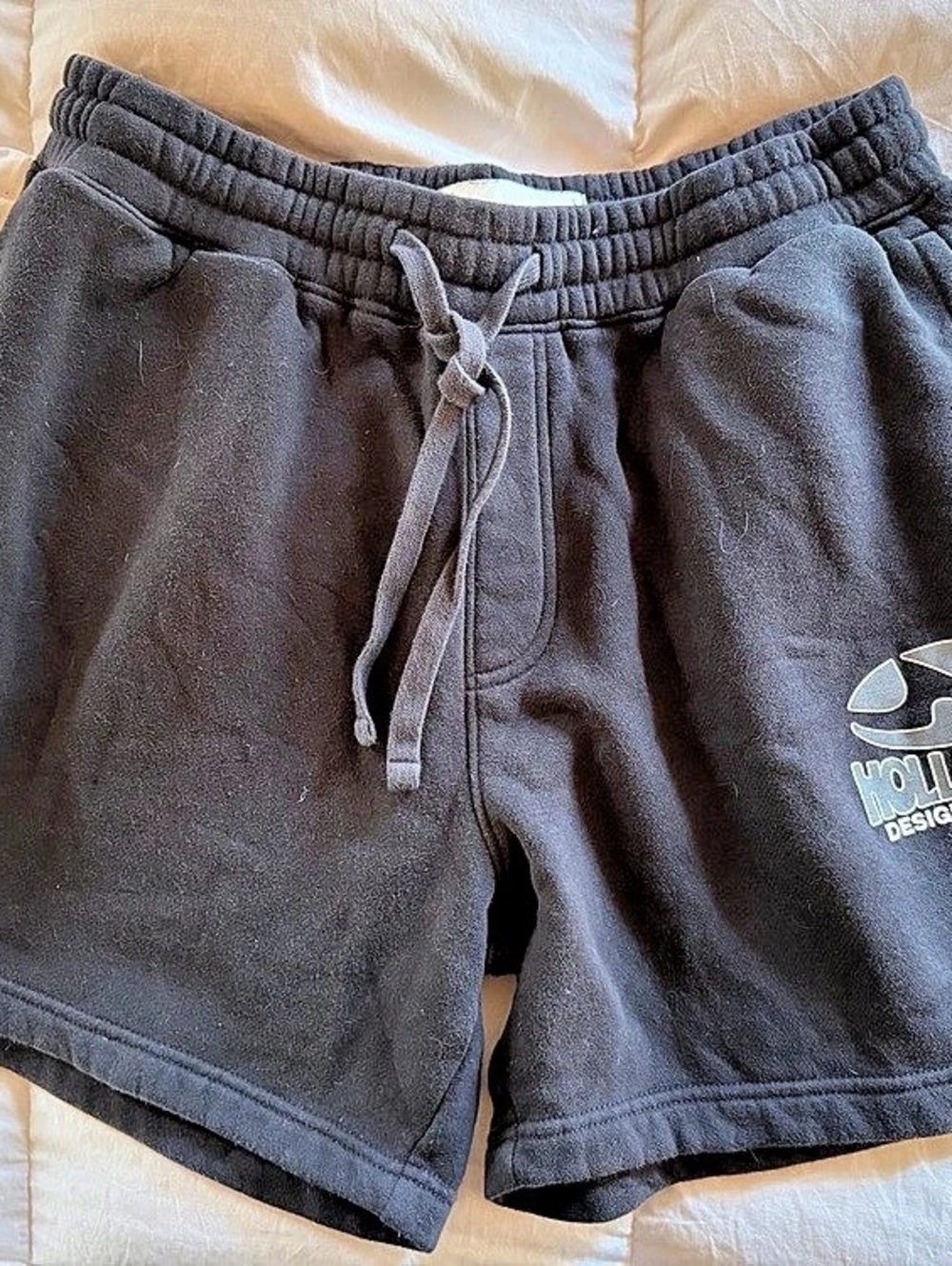 Hollister Above-the-Knee Logo Graphic Baggy Shorts Mens Charcoal Size Large